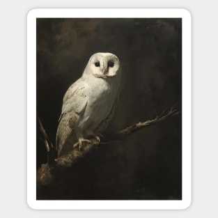 White Snowy Owl Vintage Victorian Sticker